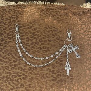 Chrome Hearts Silver Chain Bracelet with Cross Charms